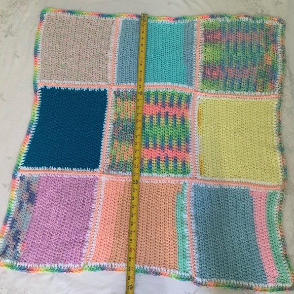 Crocheted Baby Afghan in Pastel Baby Colors. Handmade. - Picture 7 of 11